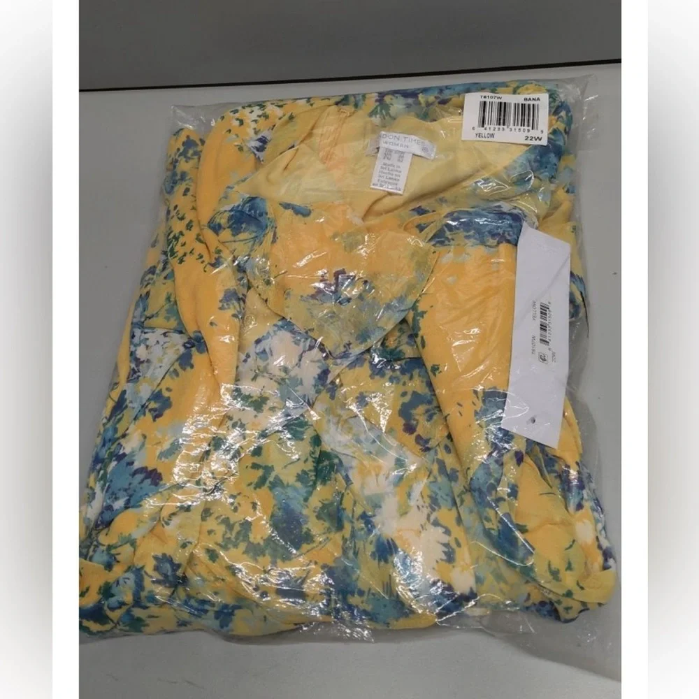 London Times Floral Sleeveless Wrap Maxi Dress Yellow Blue (22W) NWT - Picture 2 of 3